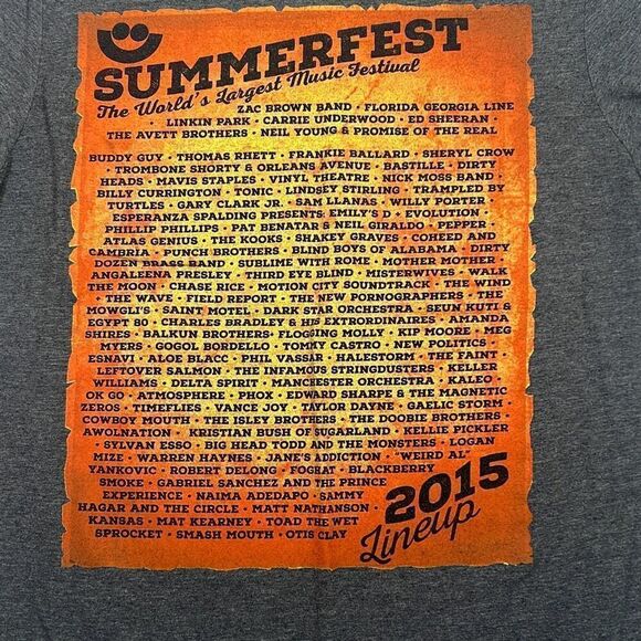 Summer fest 2015 Music festival concert band release T-shirt NWOT Men Medium - Picture 2 of 6